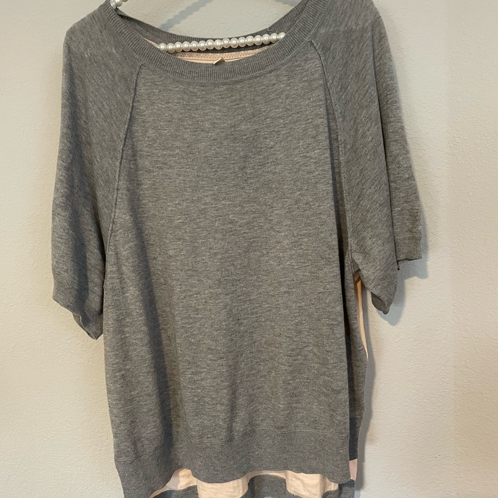 Moth by Anthropologie Elegant Gray Crew Neck Sweater